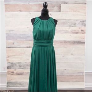 Badgley Mischka full length emerald green dress